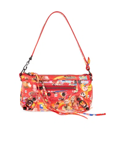 Balenciaga Le City Graphic-print Shoulder Bag In Brown