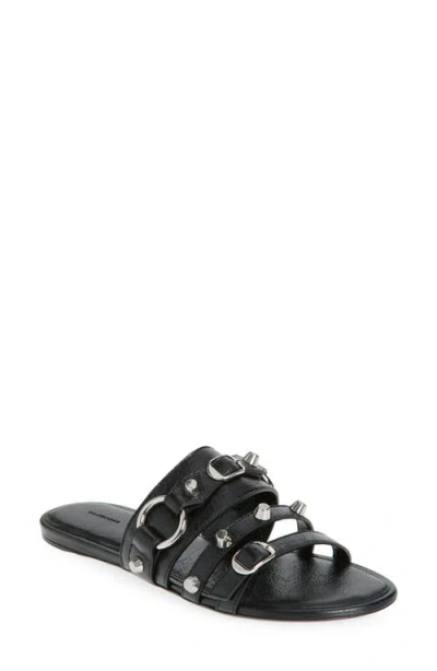 Balenciaga City Nappa Leather Slippers In Black