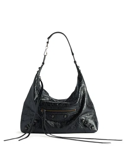 Balenciaga Le City Small Arena Lambskin Hobo Bag In Black
