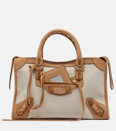 Balenciaga Le City Small Canvas Top-handle Bag In Brown