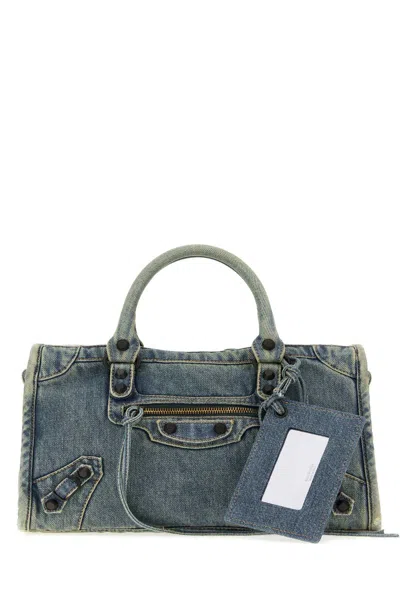 Balenciaga Small Le City Denim Tote Bag In Blue