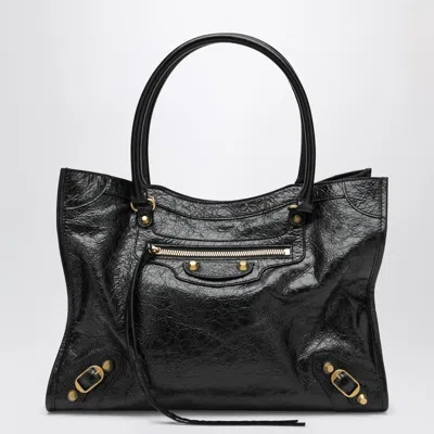 Balenciaga Le City Small Lambskin Leather Tote Bag In Black