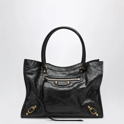 Balenciaga Le City Small Lambskin Leather Tote Bag In Black