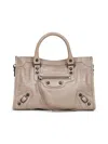 Balenciaga Studded Shoulder Bag With Textured Finish And Top Handle In Pink
