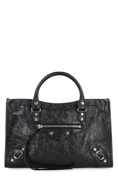 Balenciaga Small Le City Arena Lamb Bag In Black