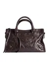 Balenciaga Le City Small Embellished Textured-leather Tote In Brown