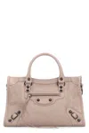 Balenciaga Studded Shoulder Bag With Textured Finish And Top Handle In Pink