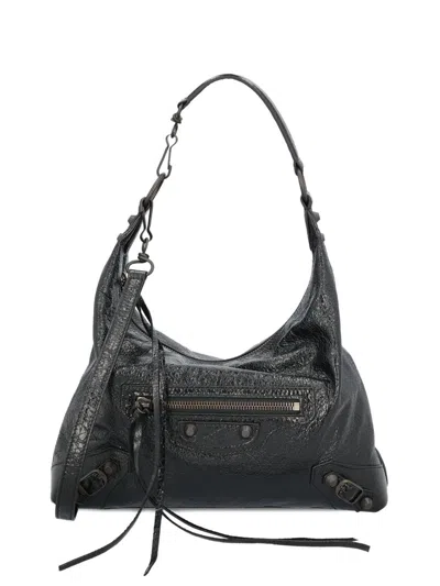 Balenciaga Le City Small Leather Hobo Bag In Black