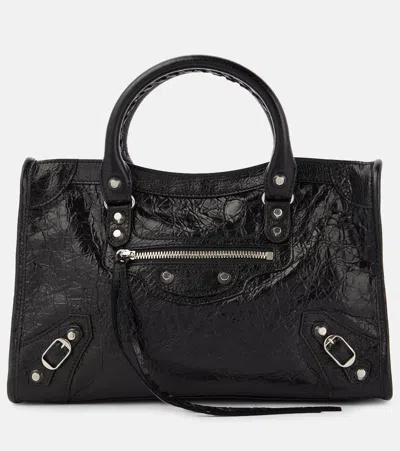 Balenciaga Le City Small Leather Shoulder Bag In Black