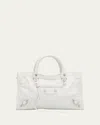 Balenciaga Le City Small Leather Shoulder Bag In Optic White