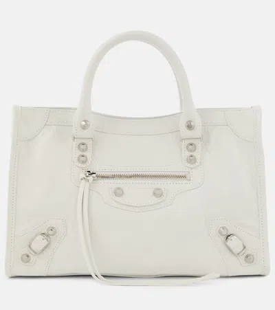 Balenciaga Le City Small Leather Shoulder Bag In White