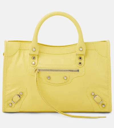 Balenciaga Le City Small Leather Shoulder Bag In Yellow