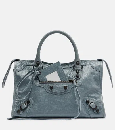 Balenciaga Le City Small Leather Top-handle Bag In Gray