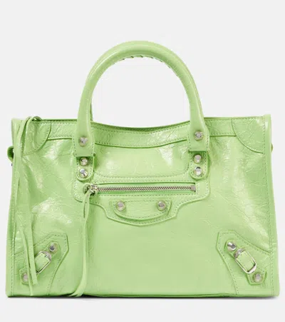 Balenciaga Le City Small Leather Tote Bag In Vert