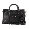 Balenciaga Le City Small Embellished Textured-leather Tote In Black