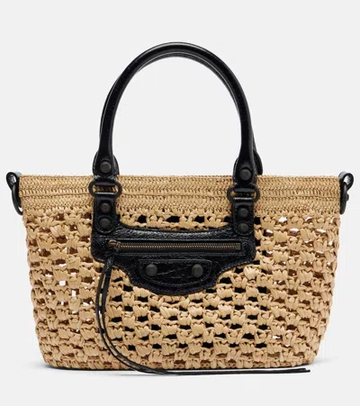 Balenciaga Le City Small Raffia Tote Bag In Brown