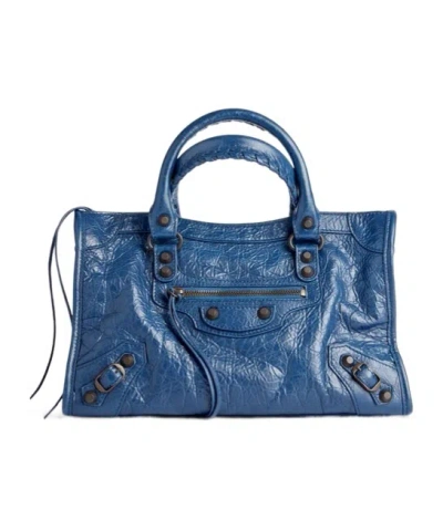 Balenciaga Le City Small Shoulder Bag In Mineral Blue