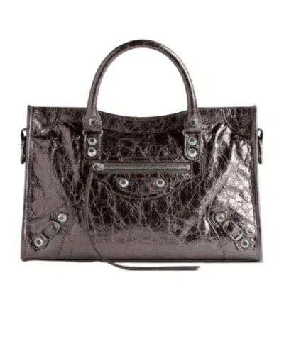 Balenciaga Le City Small Shoulder Bag In Steel Gray