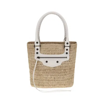 Balenciaga Le City Small Straw Shoulder Women's Bag
