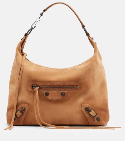 Balenciaga Le City Small Suede Tote Bag In Sand