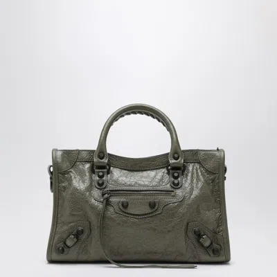 Balenciaga Le City Small Tote Bag In Military Green Women In Gray