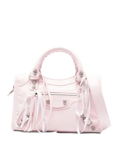 Balenciaga Le City Studded Ribbons Tote Bag In Pink