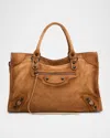 Balenciaga Le City Suede Medium Tote Bag In Brown