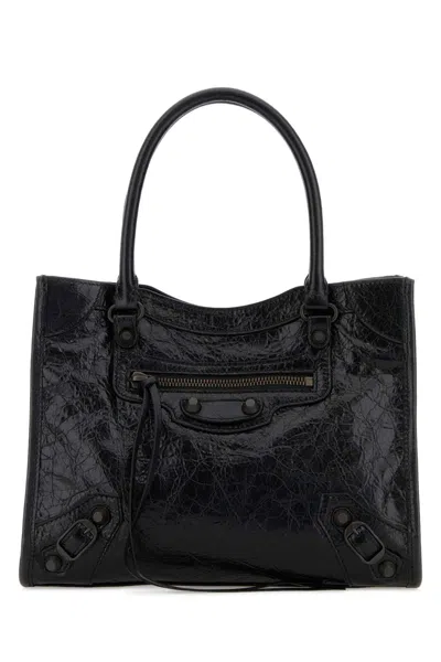 Balenciaga Small Le City Lambskin Tote Bag In Black