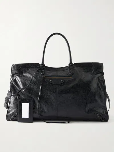 Balenciaga Le City Travel Textured-leather Tote Bag In Black