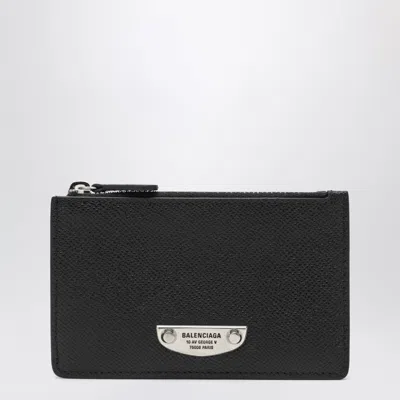 Balenciaga Le City Uptown Black Calfskin Coin Purse In Brown