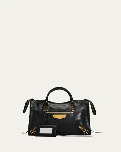 Balenciaga Le City Uptown Medium Leather Top-handle Bag In Black