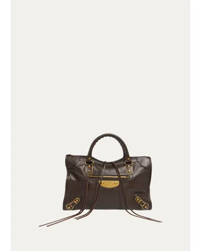 Balenciaga Le City Uptown Medium Leather Top-handle Bag In Brown