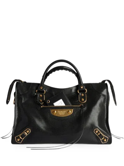 Balenciaga Le City Uptown Stud-embellished Leather Tote Bag In Black
