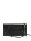 Balenciaga Le City Flap Leather Wallet With Chain Strap In Black