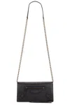 Balenciaga Le City Leather Wallet On A Chain In Black
