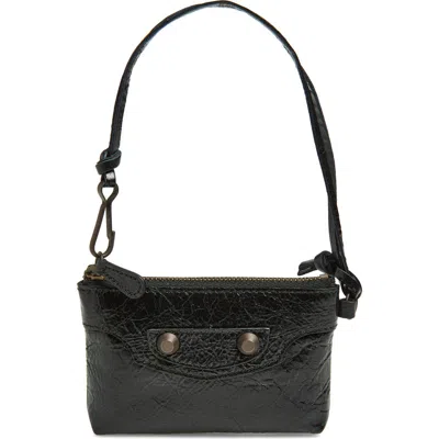 Balenciaga Le City Zip Pouch Leather Shoulder Bag In Black
