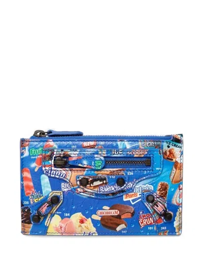Balenciaga Le City Zipped Graphic Cardholder In Blue