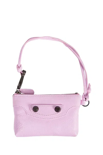 Balenciaga Le City Zipped Pouch In Arena Lambskin In Pink