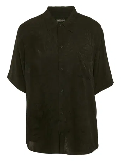 Pre-owned Balenciaga Leaf-pattern Shirt In Black