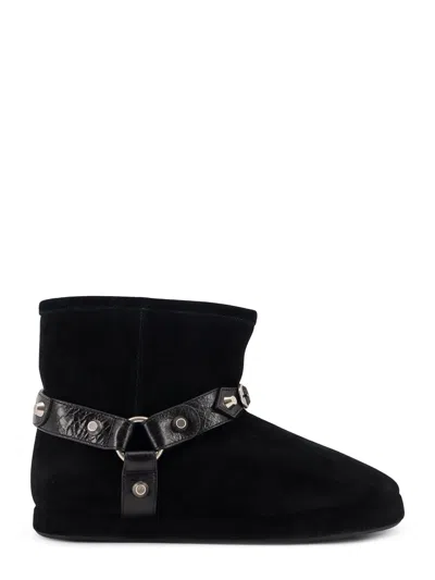 Balenciaga Leather And Wool Alaska Soft Bootie Boots In Black