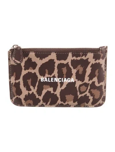 Pre-owned Balenciaga Leather Animal Print Pouch In Brown