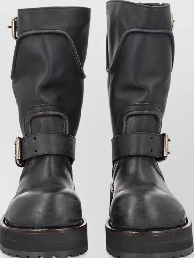 Balenciaga Leather Ankle Boots In Black