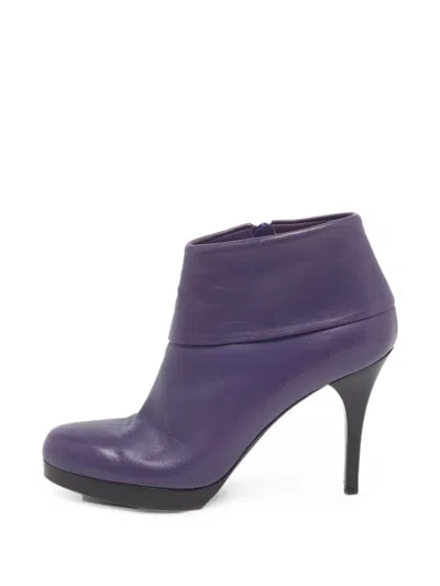 Pre-owned Balenciaga Leather Ankle Boots In Purple