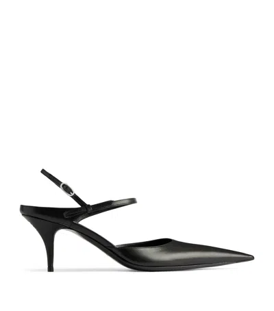 Balenciaga Leather Avenue Bow Slingback Pumps 70 In Black