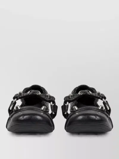 Balenciaga Leather Ballerina Mules In Multi