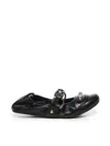 Balenciaga Leather Ballerina With Studs In Black