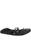 Balenciaga Black Leather City Ballerinas In Black