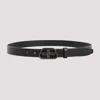 Balenciaga Logo Monogram Leather Belt In Black
