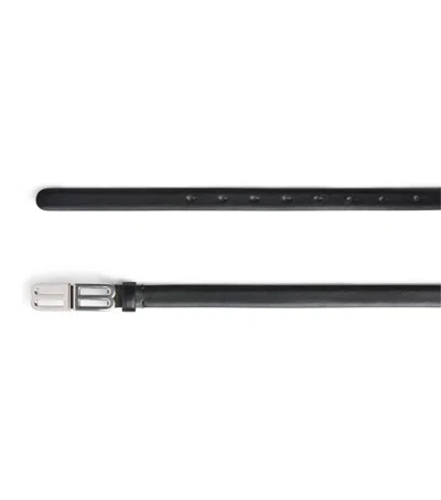 Balenciaga Leather Bb Belt In Black