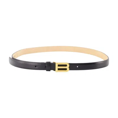 Balenciaga Leather B-buckle Belt In Black